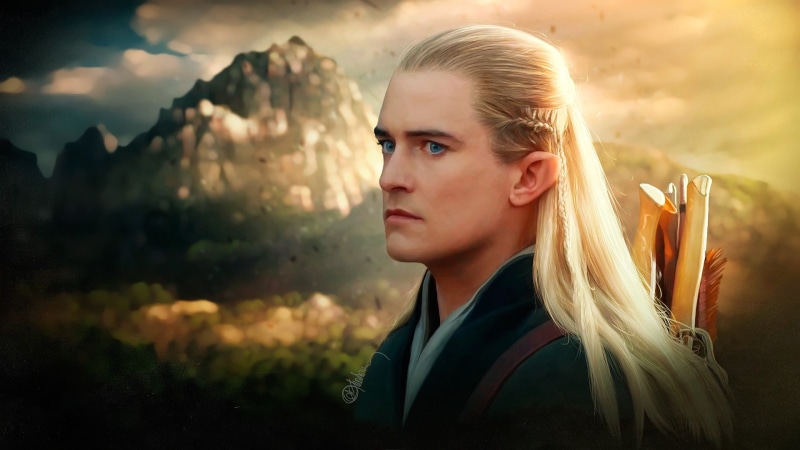 art, desolation, lord of the rings, smaug, 1080P, elf, The Hobbit: The Desolation of Smaug, Legolas, Hobbit, Orlando Bloom
