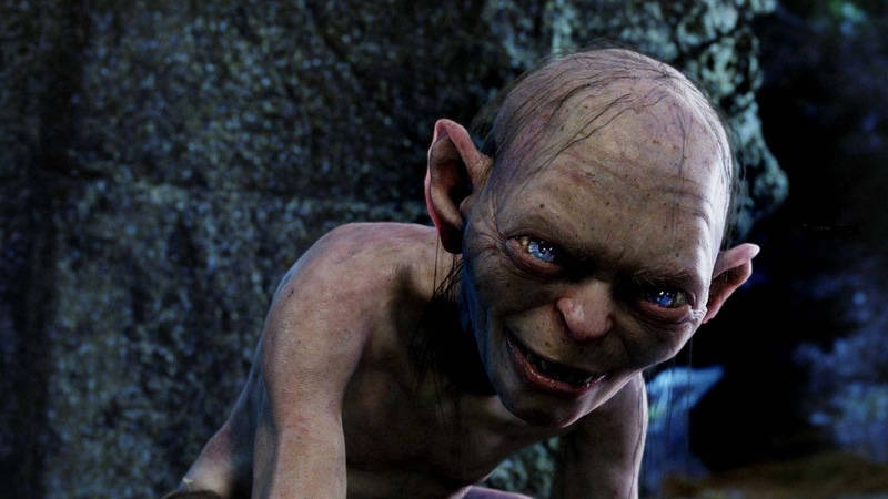The Lord of the Rings, day, headshot, Gollum, shirtless, looking, 720P, one person, blue eyes, close-up, lifestyles, mammal, real people, rings, portrait