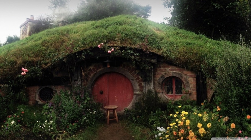 The Hobbit: An Unexpected Journey, built structure, architecture, entrance, arch, plant, flowering plant, The Shire, 720P, tree, green color, day, The Lord of the Rings