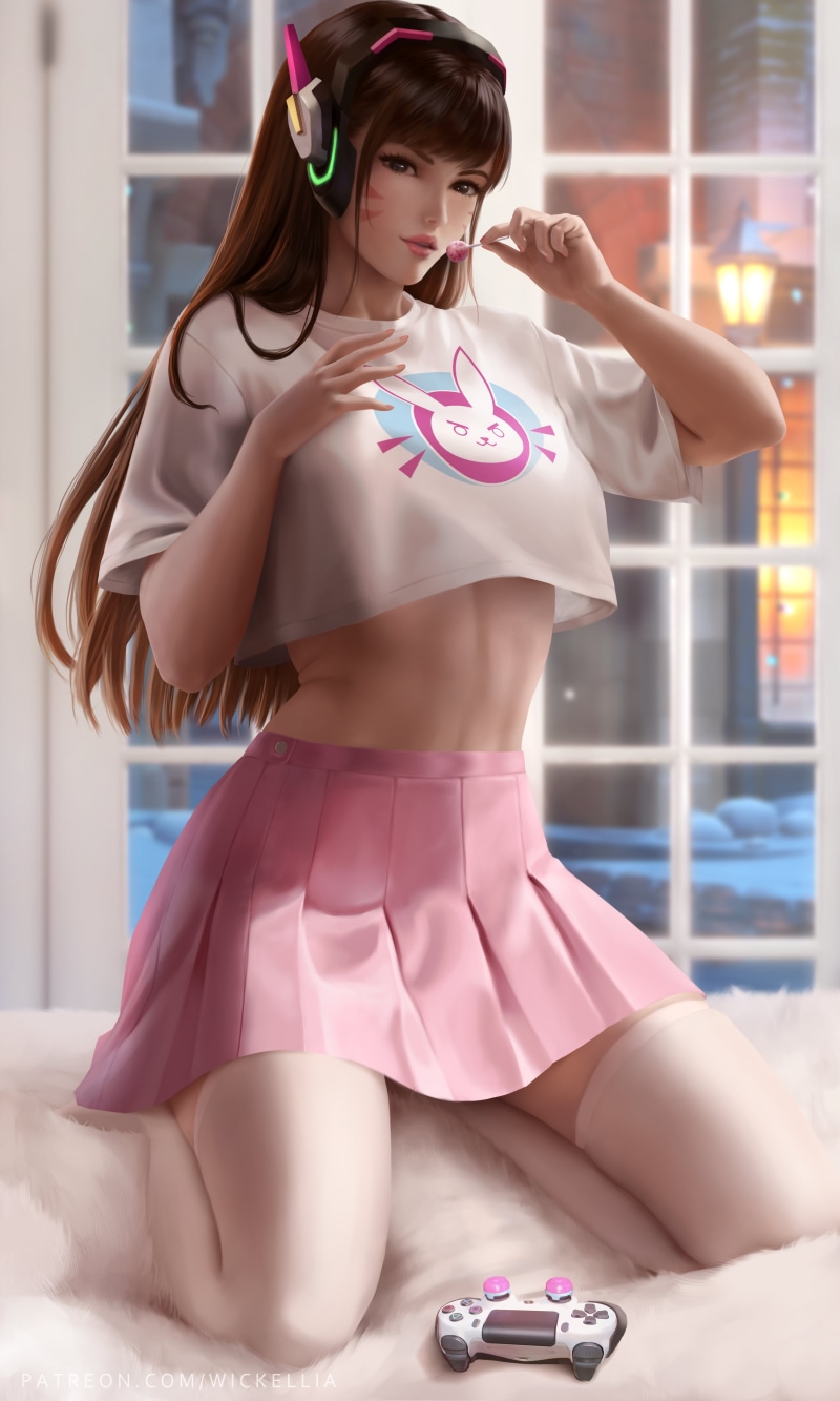 4K, D.Va (Overwatch), video games, illustration, video game characters, Overwatch, fan art, video game girls, artwork, digital art, drawing, Wickellia