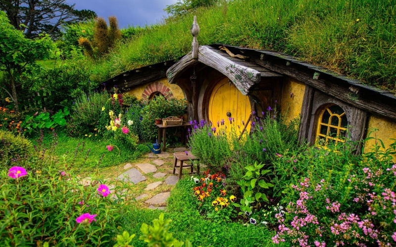 House, 1080P, Grass, Flowers, Hill, Lord, Rings, Hobbit