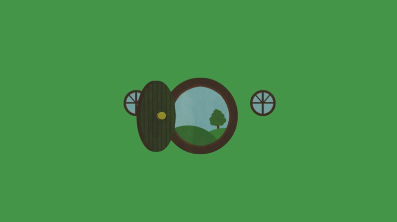 The Lord of the Rings, Bag End, copy space, green color, multi colored, smiling, close-up, 720P, cut out, no people, The Hobbit, green background, shape