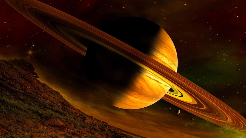 ringed planet, 1080P, saturn, planetary ring, space art, fantasy art, universe, planet