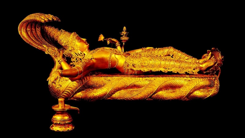 one animal, colored, golden, God, black background, lord, animal body part, ornate, deity, cut out, animal themes, indoors, vishnu, art and craft, animal