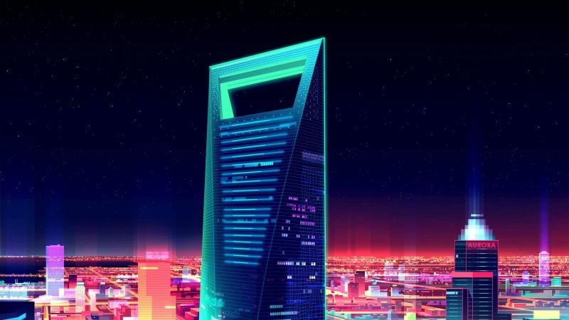 Romain Trystram, illustration, 2K, lights, building