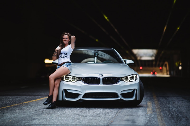 Light, F82, BMW, Girl, car, 1080P, LED, Silver, tanned, Beautiful