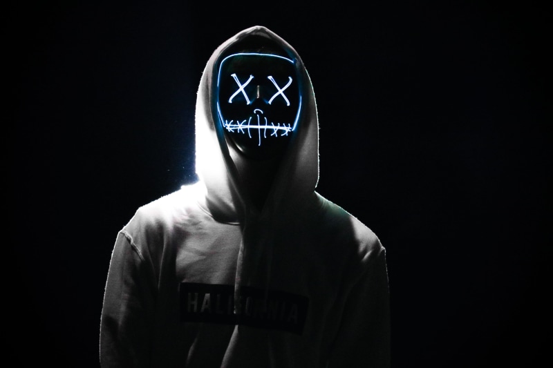portrait, horror, communication, led, hood - clothing, halloween, young adult, front view, security, creepy, man, human face, s, western script, eyes, dust