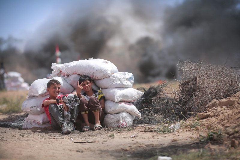 innocence, emotion, leisure activity, people, outdoors, strip, palestine, full length, gaza, girls, bonding, females, childhood, two people, real people