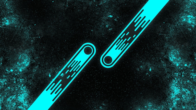 strips, turquoise, cyan, two, black, 4K, neon, abstract, white, stars, meteors, graphic design