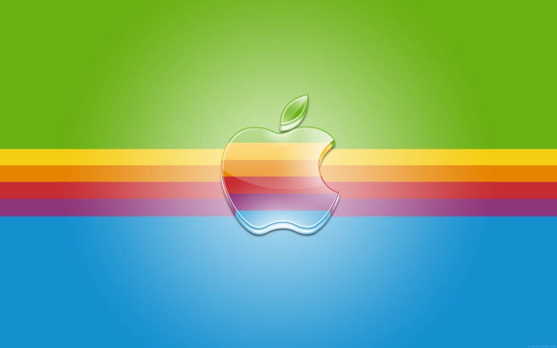 strip, Apple, 1080P, rainbow, logo, multicolored