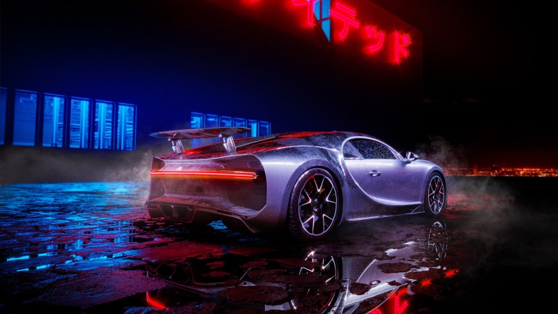 Lights, Neon, Chiron, 2K, Bugatti