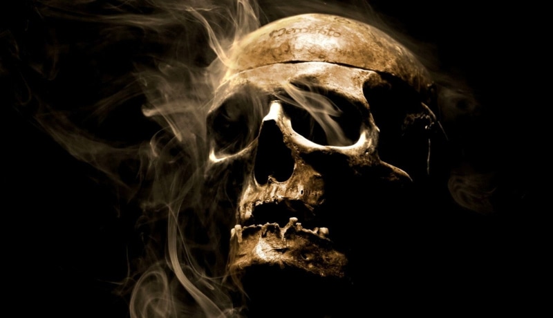 skull, 720P, smoke, artificial lights