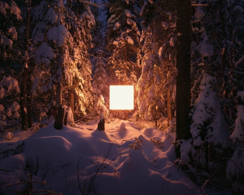 winter, digital art, artificial lights, lamp, 720P, trees