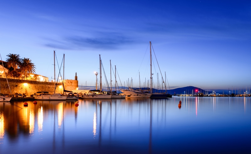 nikon d4, sunset, nautical Vessel, blue hour, Alghero, Sail ship, water, night, reflection, white, dusk, Porto, sea, longexposure, building, Harbour, yacht
