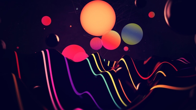 glowing, orange color, night, indoors, Lacza, sphere, defocused, close-up, pink color, digital art, 1080P, light - natural phenomenon, studio shot, black background