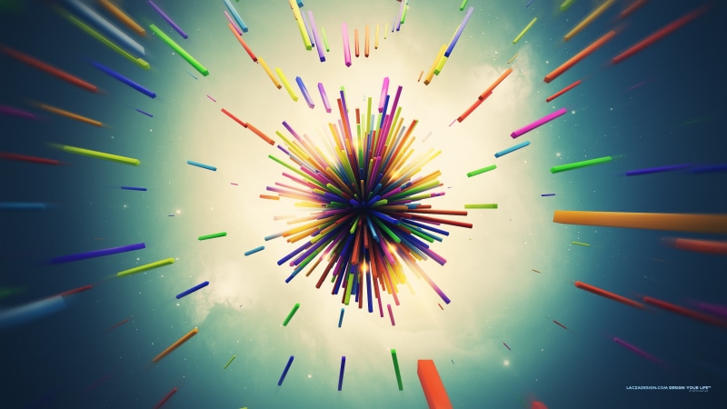 Lacza, 2K, digital art, colorful, 3D, shapes, abstract, explosion