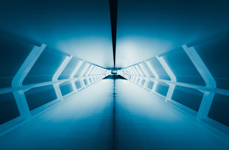 1080P, tunnel, light, abstract, perspective, blue, gray
