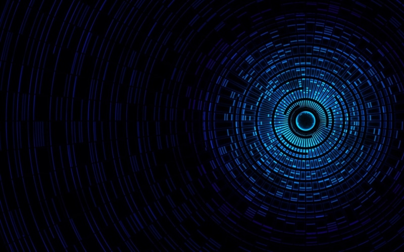 circle, swirl, technology, geometric shape, concentric, shape, blue, 2K, full frame, backgrounds, motion, spiral, distorted image, night, pattern, illuminated