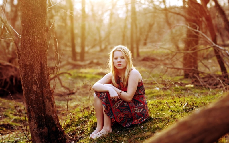 outdoors, leisure activity, young women, long hair, young adult, one person, land, portrait, blonde, beauty, women, woodland, tree, hair, 2K, fashion