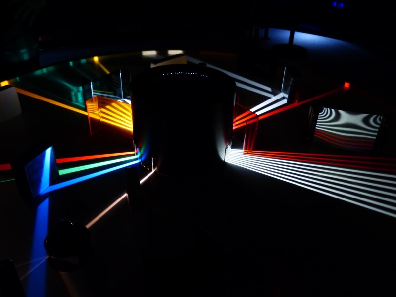 nightlife, light beam, guide, transportation, experimental physics, long exposure, mirror, night, rainbow colors, light spectrum, physics, optics, city