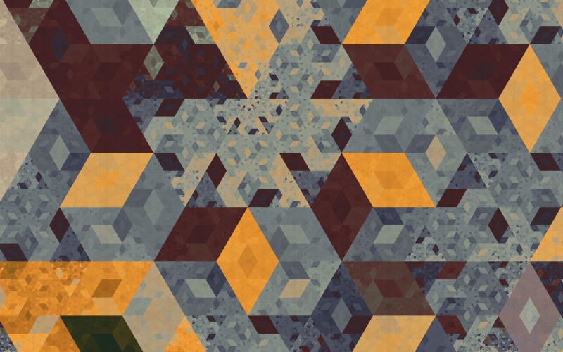 triangle, Apophysis, cube, artwork, orange, hexagon, fractal, isometric, abstract, pattern, digital art, 1080P, tesselation, geometry