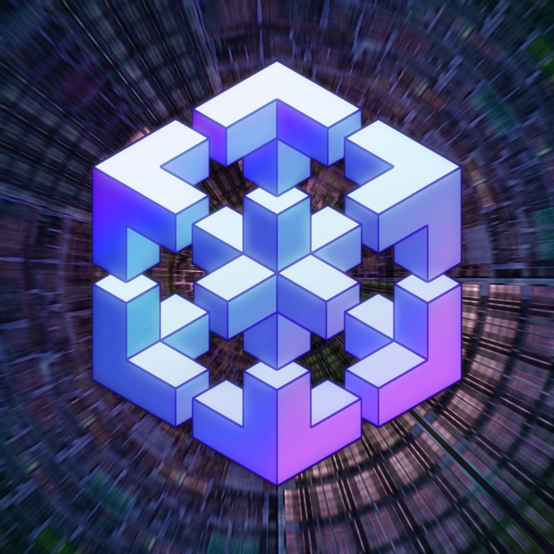 geometric figures, logotype, impossible figure, glitch art, illusion, abstract, noise, 2K, optical illusion