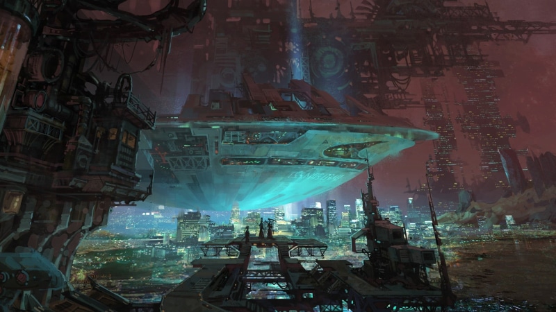 urban Skyline, built Structure, skyscraper, futuristic, futuristic city, 1080P, planet, spaceship, transportation, city, cityscape, day, outdoors, travel