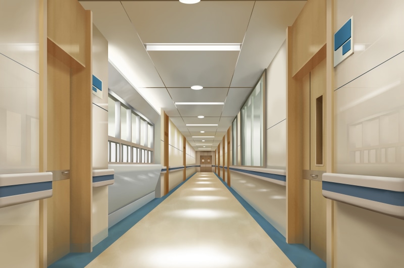 Anime, Hallway, Hospital, Original, 4K