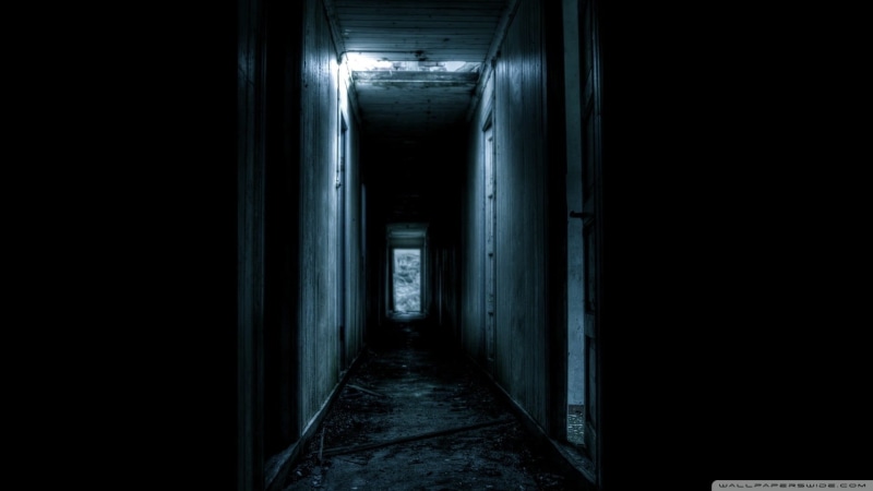 ruin, absence, building, dark, built structure, abandoned, indoors, day, direction, wall - building feature, door, arcade, black, 1080P, entrance, copy space