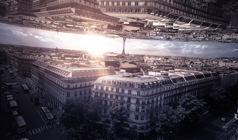 eiffel, upside, tower, Inception, illusion, based on the movie, Paris, 1080P