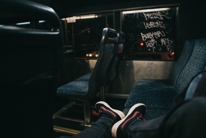 mode of transportation, human limb, day, van, bus, transportation, low section, travel, light, seat, photo, one person, retro, indoors, inside, human body part