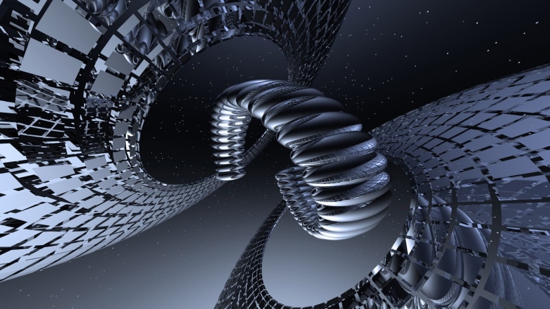 equipment, metal, fractal, 3D fractal, focus on foreground, space art, steel, geometry, 3D, nautical vessel, low angle view, rope, tire, day, close-up