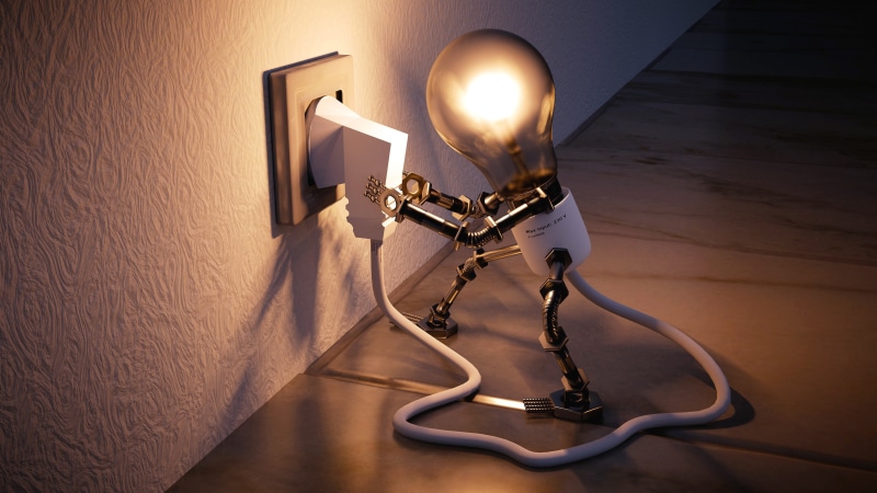 funny, light bulb, electric wire, smart light system, unplug, 4K, bulb, lighting, light, incandescent light bulb, lamp, robot, energy conservation, energy