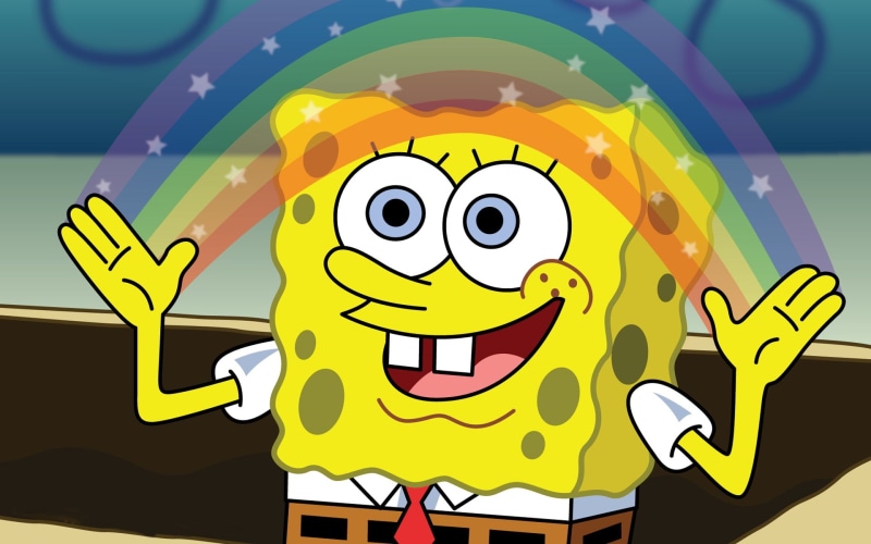 1080P, squarepants, rainbow, hd, cartoon/comic, spongebob