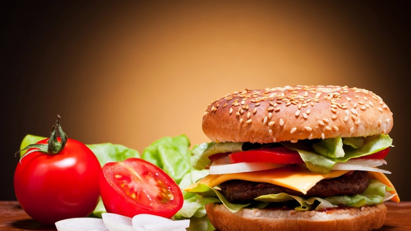 1080P, vegetables, meal, cooked, cheeseburger, cuisine, fast food, ready-to-eat, take out food, picnic, grilled, tomato, pepper, beef, freshness, meat