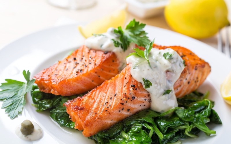 meal, indoors, lunch, seafood, table, ready-to-eat, temptation, freshness, food and drink, close-up, plate, fish, arugula, vertebrate, vegetable, herb