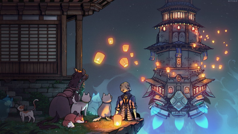 watermarked, feline, 2K, digital art, fan art, lantern, dog, Minecraft, fox, Pewdiepie, horse, Neytirix