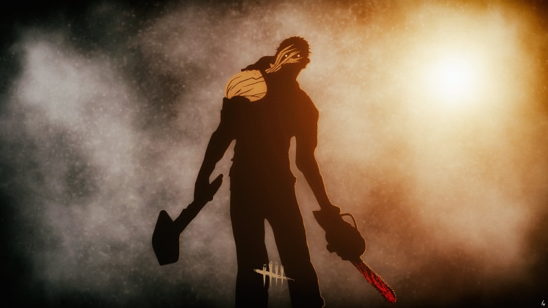 back lit, full length, games art, digital art, Photoshop, indoors, three quarter length, stage, Dead by Daylight, one person, young adult, video games