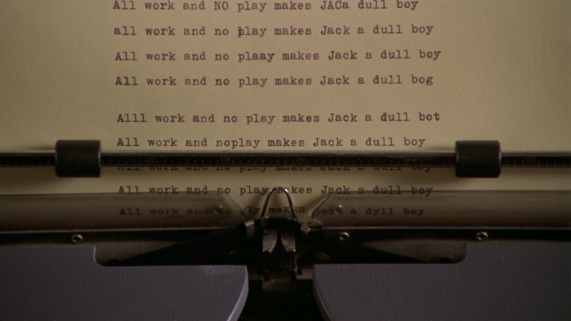 western script, high angle view, typewriters, still life, table, 1080P, paper, page, typescript, publication, The Shining, book, Stanley Kubrick, text