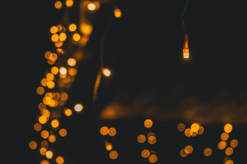 defocused, studio shot, christmas lights, glisten, abstract, glow, night, lights, yellow, lighting equipment, luminescence, dark, shining, close-up, focus