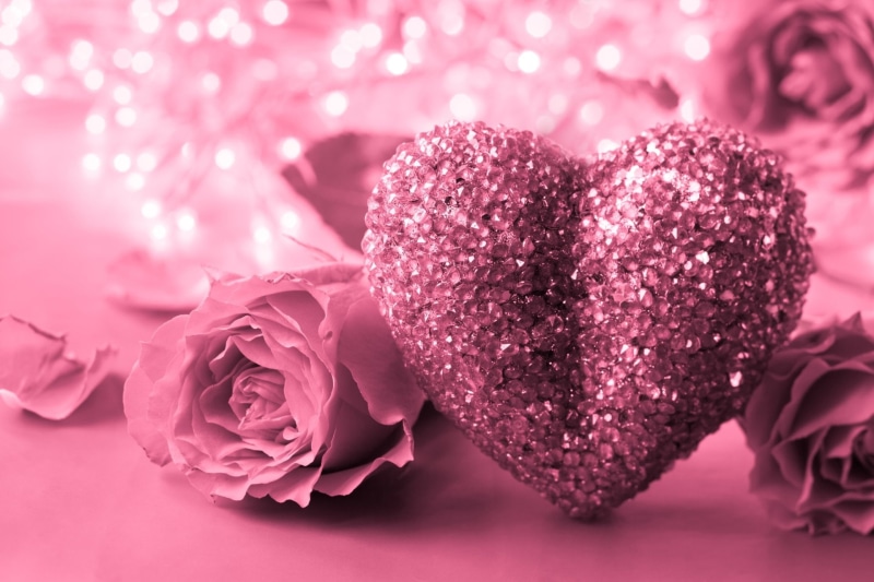 plant, celebration, decoration, ribbon - sewing item, Love, nature, gift, Pink Flower, pink color, heart shape, valentines day - holiday, Rose, 1080P