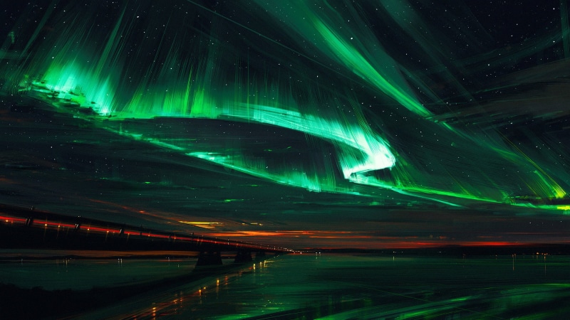 illuminated, green color, no people, landscape, motion, glowing, outdoors, night, nature, scenics - nature, aurora polaris, sky, travel destinations, water