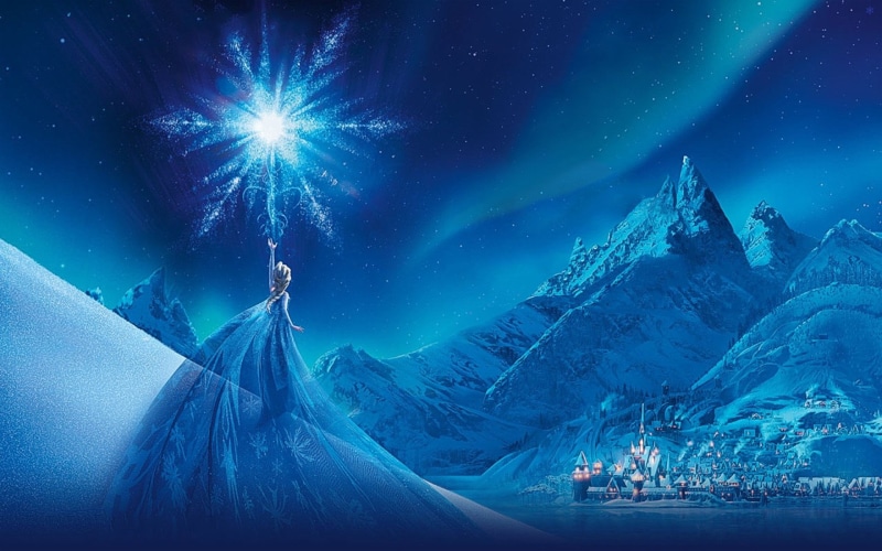 Frozen (Movie), snowcapped mountain, moon, illuminated, 1080P, travel, milky Way, scenics - nature, mountain, space and astronomy, landscape, mystery