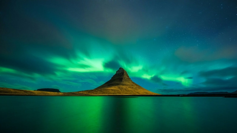water, idyllic, stars, astronomy, green color, aurora borealis, tranquil scene, reflection, polar lights, dramatic sky, night, iceland, power in nature