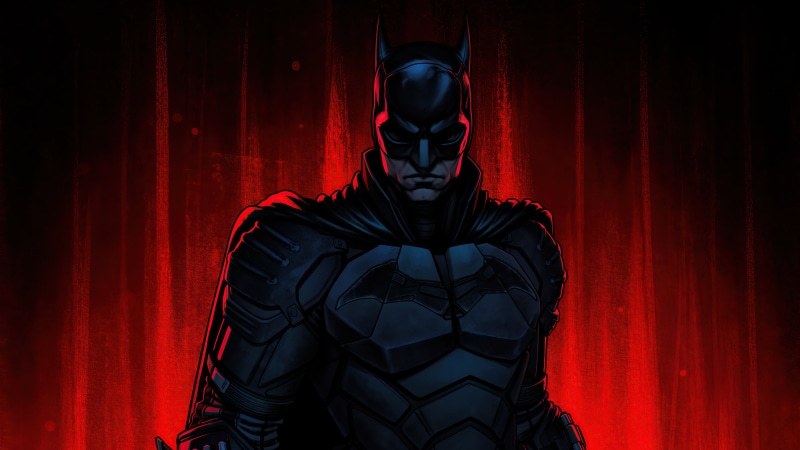 artwork, ArtStation, The Batman (2021), 4K, superhero, red, Batman, 4K