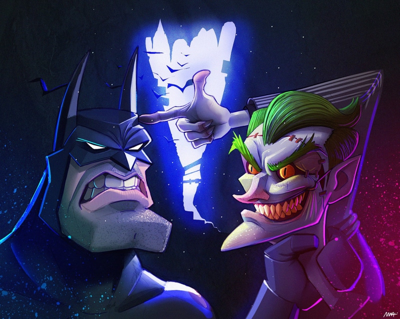 hd, artist, digital art, artwork, 1080P, supervillain, superheroes, batman, joker, artstation