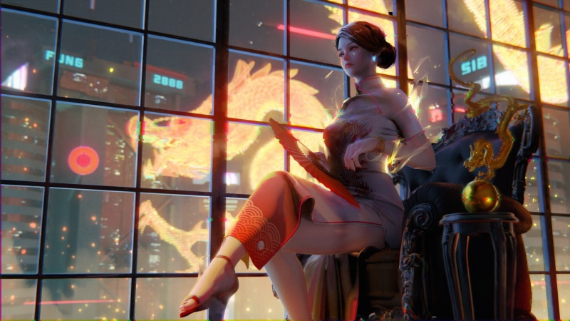 digital, digital art, futuristic, Blender, science fiction, ArtStation, cyberpunk, illustration, dragon, 1080P, Chin Fong