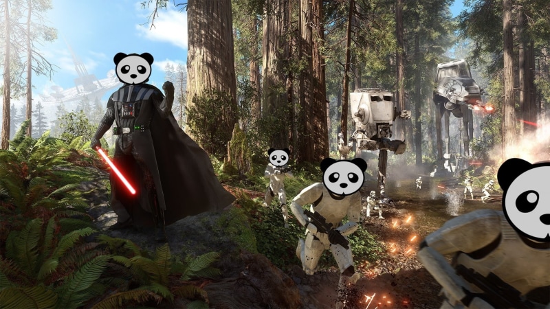 forest, fi, panda - animal, mask - disguise, 1swbattlefront, shooter, plant, Star, Futuristic, arts culture and entertainment, Panda, nature, 1080P, Fighting