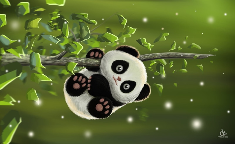Desk, Amol Shede, 1080P, baby, the game, art, Cute Panda, Panda