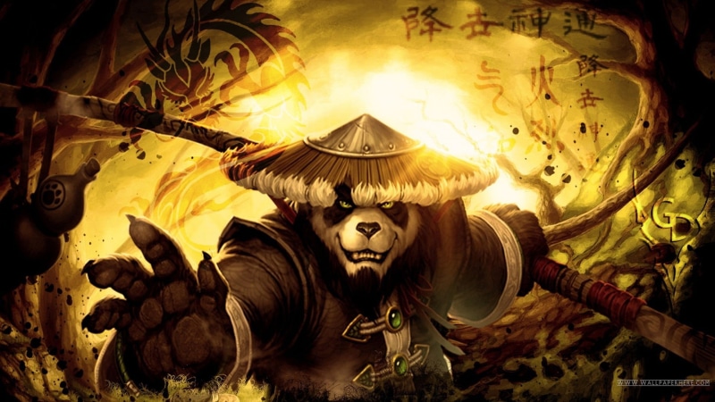 World of Warcraft: Mists of Pandaria, religion, 1080P, panda, statue, character, male likeness, no people, angel, creativity, sculpture, illuminated, indoors